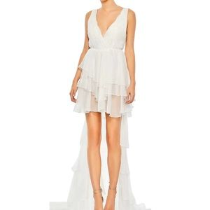 NWT IEENA FOR MAC DUGGAL HIGH LOW TIERED GOWN WITH BUILT IN BODYSUIT